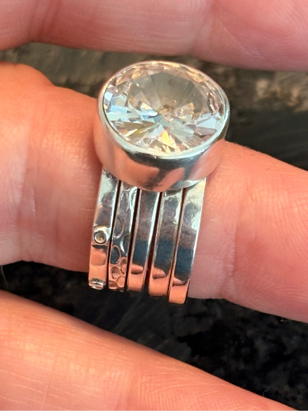 Silpada 925 Sterling Silver Cubic Zirconia 5-Ring Stackable Set Size 7 - Picture 2 of 3
